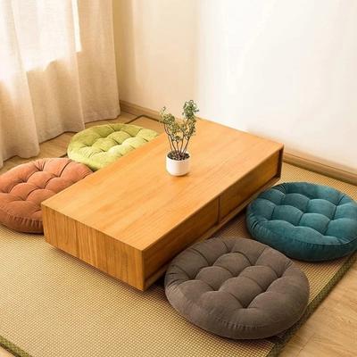 Nouveaux coussins de sol en velours côtelé couleur unie ronds pour siège de chaise de bureau épaissis coussin d'assise de méditation