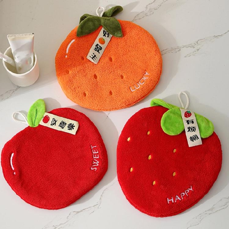 Hanging Towels Soft Coral Fleece Hanging Hand Towel In Fruit Shape Optional For Quick Drying And Easy Use In Kitchen