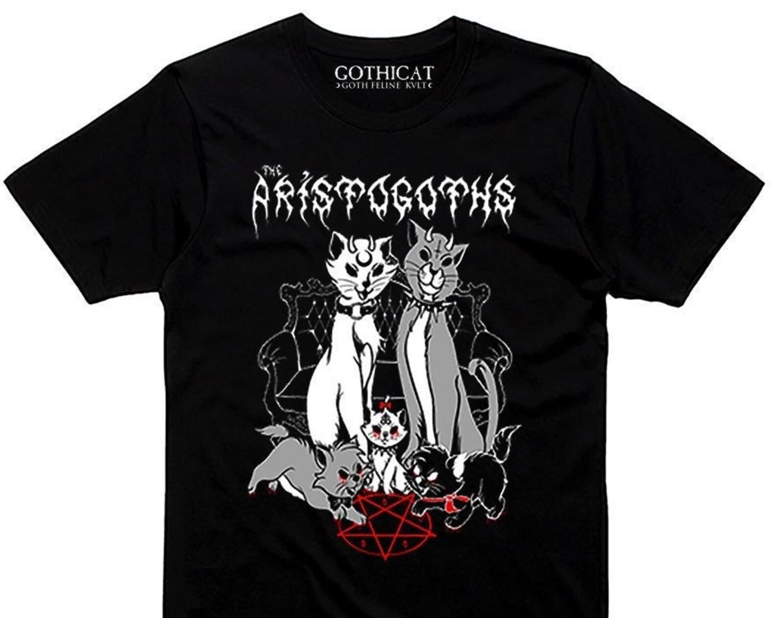 The Aristogoths T shirt Funny goth rock metal Cat Lover Gift Man Woman Sweater Long V-neck Taddler Baby L