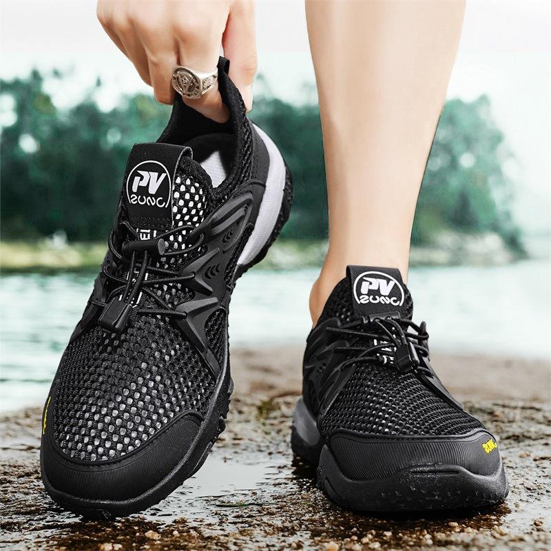 Summer quick-drying creek shoes men's outdoor wading shoes large mesh hollow shoes men's mesh sports trendy shoes
