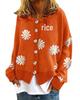 Autumn & Winter Chrysanthemum Embroidered Women's Knit Cardigan Sweater