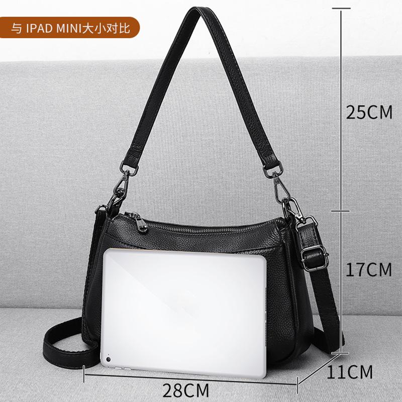 Crossbody-Tasche aus Vollnarbenleder für Damen - Geräumiger Organizer für Mütter mit mehr Taschen, Schicke & Praktische Umhängetasche