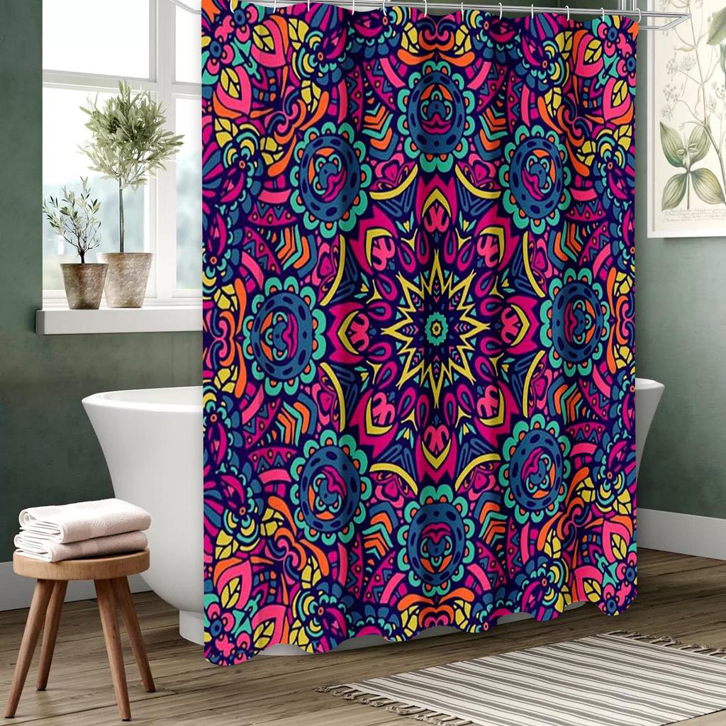 Mandala Muster Duschvorhang Badezimmer Duschvorhang Wasserdicht Mit 12 Haken Heimdeko Kostenloser Versand