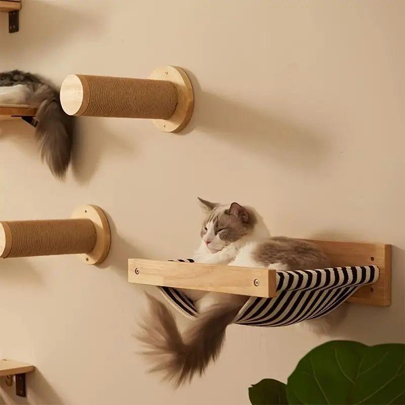 Wall-Mounted Cat Scratching Furniture Cat Tree Tower Cats Climbing Perches Scratching Post Pet Wall Steps for Sleeping Playing