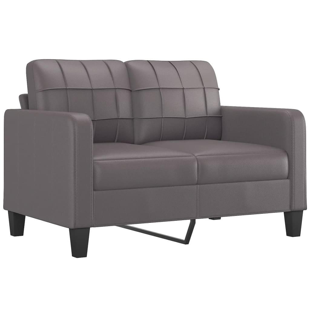 Vidaxl 2-Seater Sofa With Cushions, Gray, 120 Cm, Faux Leather