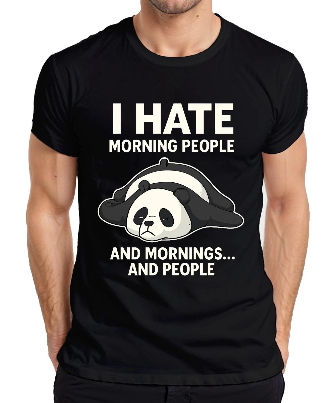 Ich hasse Morgenmenschen und Morgen Panda müde Geschenk Kaffee Herren T-Shirt XL