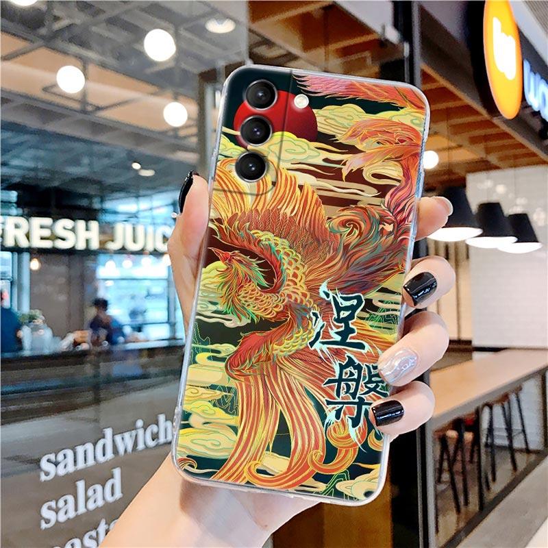 Zeichnung Drache Tiger Vögel Anime Klare Hülle für Samsung Galaxy S21 S20 FE S22 Ultra S10e S10 S9 Plus 5G Weiche Handyhülle Coque