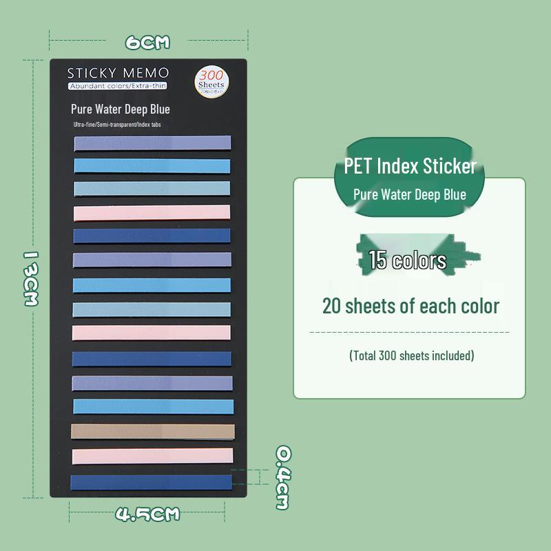300 Translucent Ultra-Thin PET Index Tabs: Color-Coded Sticky Notes for Marking & Fluorescent Messages