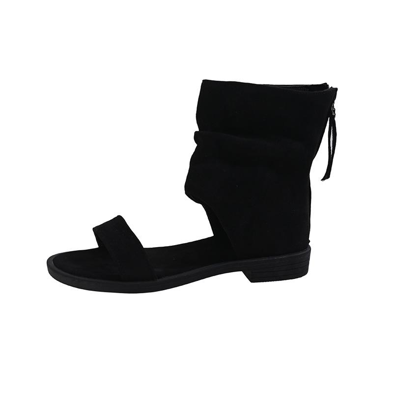 Suede round head cool boots open-toed black simple cool boots women's 2025 summer new models