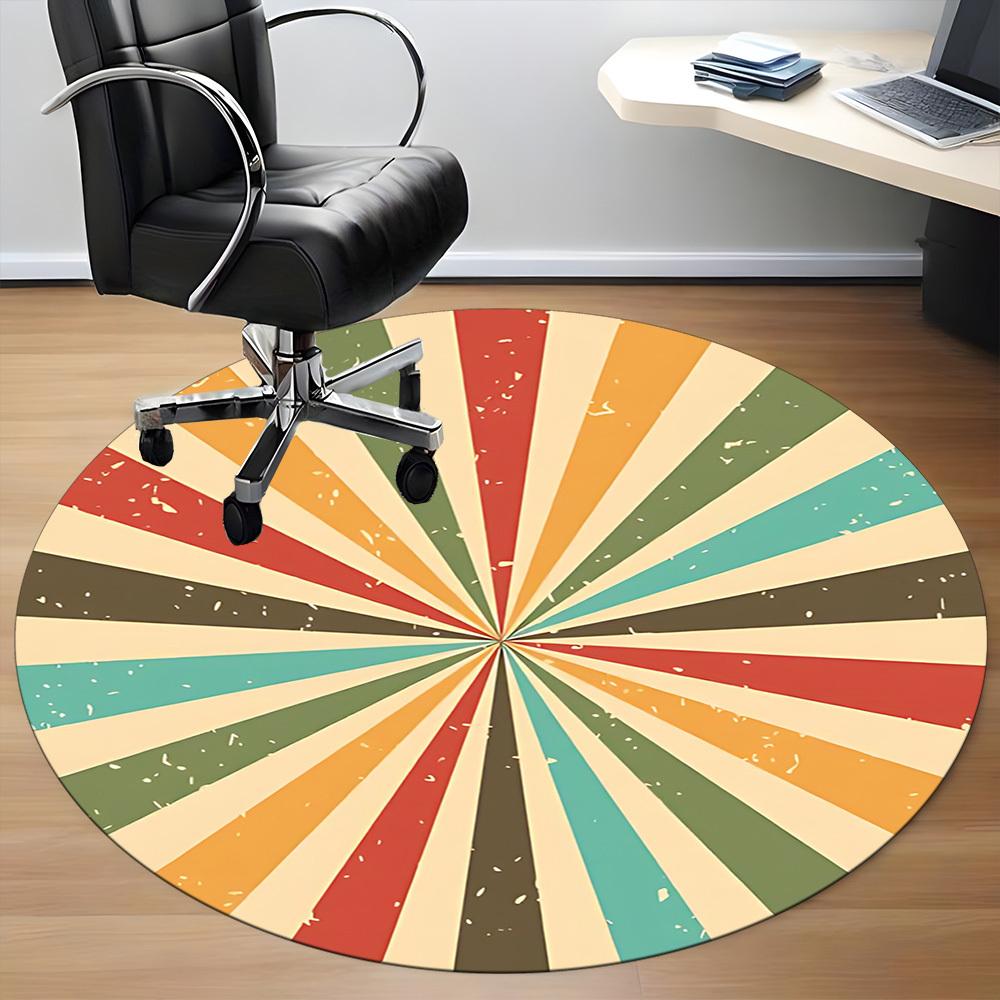 1pc Sunburst Colors Office Round Area Rug, Under Office Chairs Bedroom Living Room Home Decor, Room Deco