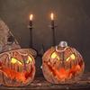 Halloween LED Pumpkin Lights Desktop Ornament With Creepy Sound Thanksgiving Decorative Extendable Spooky Pumpkin Light Decor