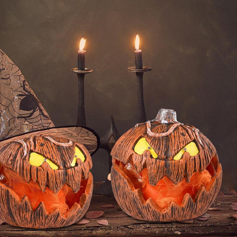 Halloween LED Pumpkin Lights Desktop Ornament With Creepy Sound Thanksgiving Decorative Extendable Spooky Pumpkin Light Decor