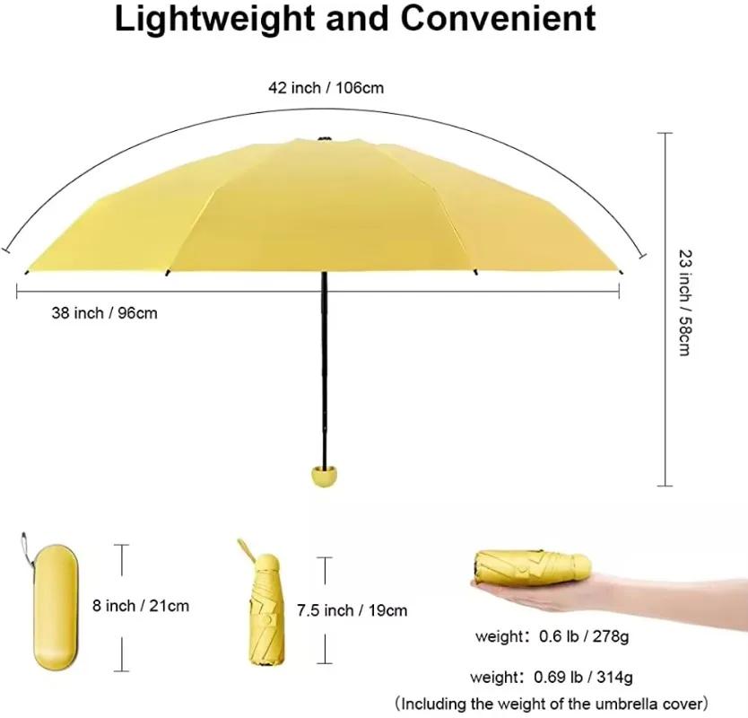 Anti-UV Enlarged Dual-purpose Sun Umbrella Small Umbrella UV Sunscreen Black Rubber Parasol Mini Capsule Umbrella