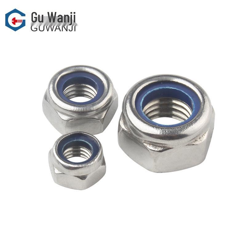 304 Stainless Steel Anti-Loosening Self-Locking Nut with Fine Thread and Reverse Thread Options (Sizes: M4, M5, M6, M8).