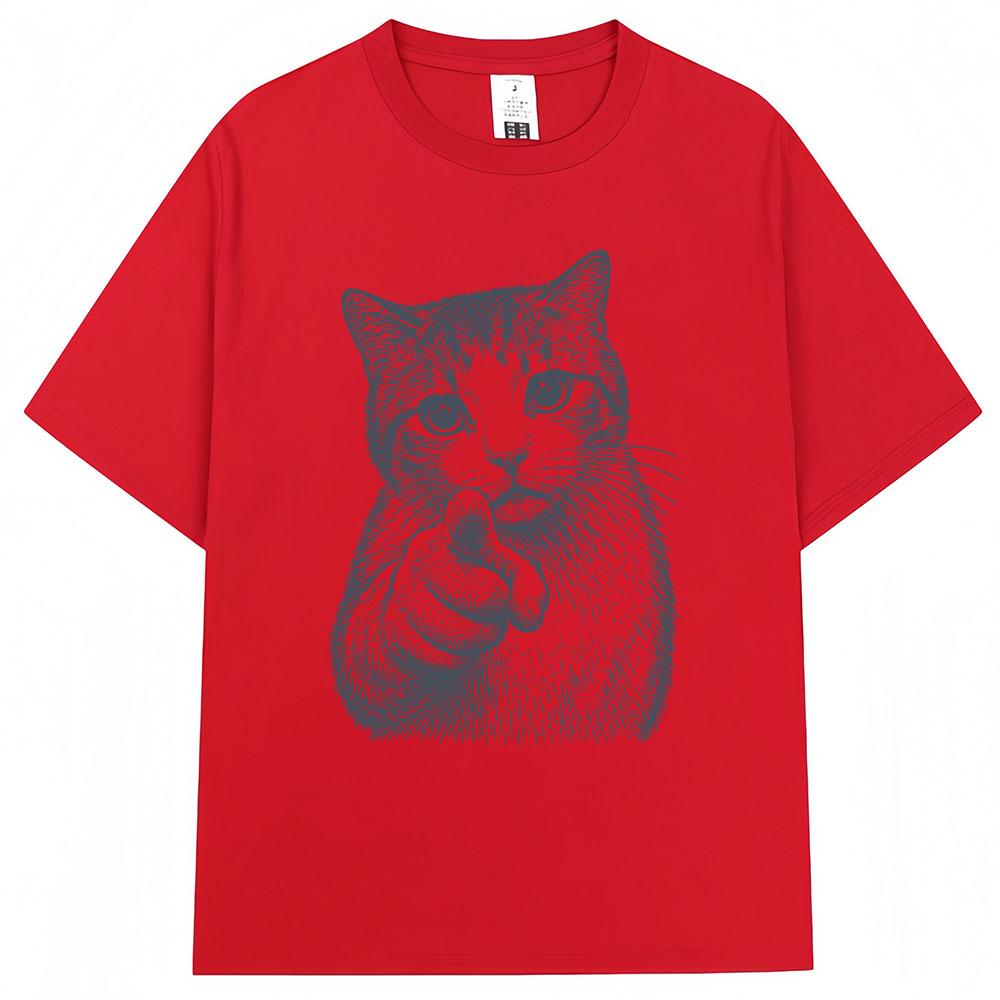 Guide Cat Fashion Round Neck Pure Printed Unisexs And Unisexs Short Sleeved Summer New Personalized Casual Tshirt