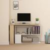 Eck-Computertisch, L-förmiger Schreibtisch mit 360 Grad drehbarem Bücherregal, 120L x 110B x 74,5H cm, Natur und Weiß