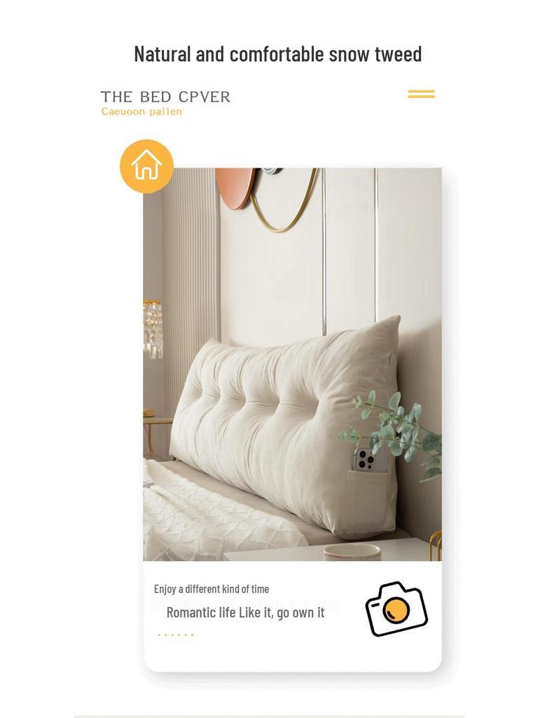 Pernă de căpătâi triunghiulară - Spătar mare moale pentru cămin sau dormitor.