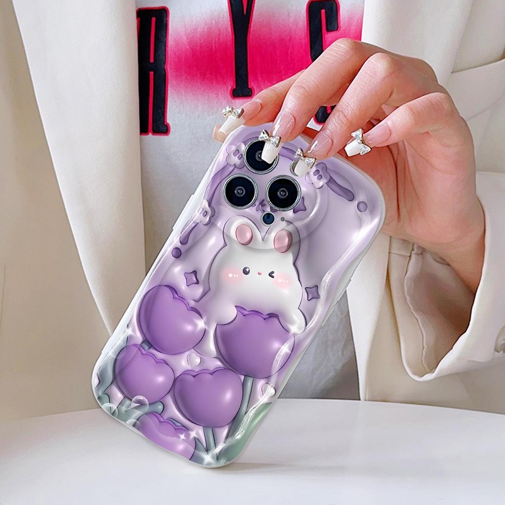 Kreslený vzor krémová textura pouzdro vlnitý okraj měkký silikonový kryt pouzdro na telefon pro iPhone Samsung Huawei Honor Xiaomi Redmi Infinix Tecno
