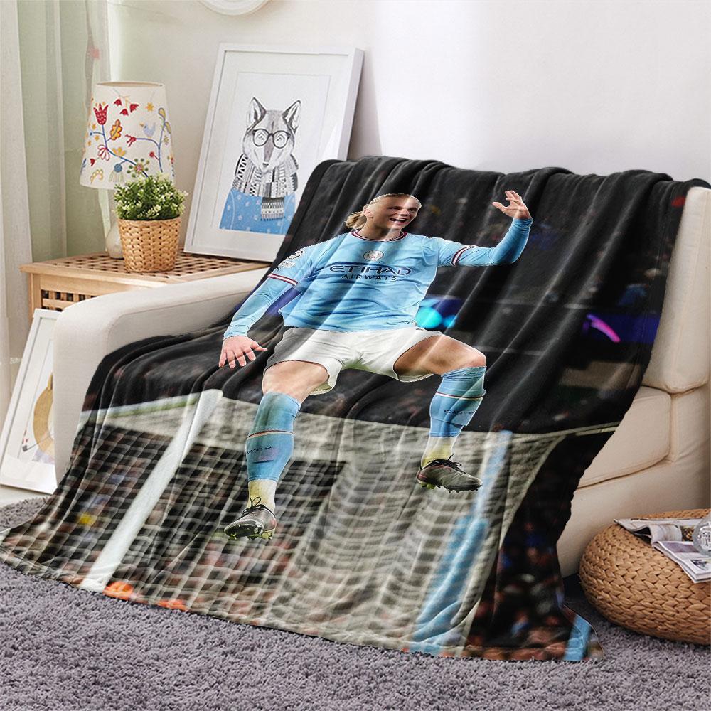 Erling Haaland Printed Flannel Blanket, soft throw for bedroom sofa, washable, fan merchandise, great gift.
