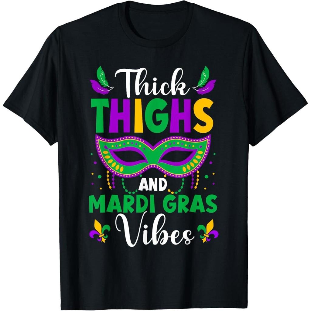 Thick Thighs Mardi Gras Vibes Fleur De Lis Mardi Gras Vibes T Shirt unisex Shirt