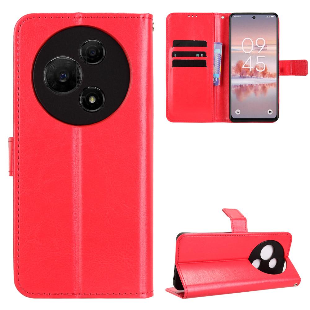 For TCL 60 NxtPaper 4G PU Leather Case with Strap Crazy Horse Texture Phone Wallet Cover