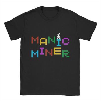Manic Miner   T Shirt Summer  Retro Game  Hip Hop T-Shirts Man Pure Cotton Crew Neck Plus Size  Clothing Short Sleeve Basic Tops