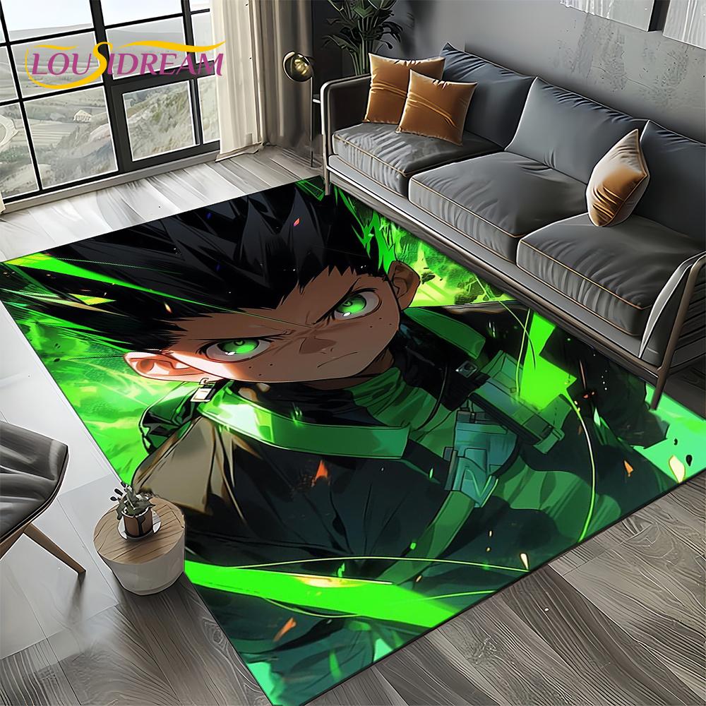 Alfombra HxH Anime Hunter×Hunter Dibujos Animados para Dormitorio Sala de Estar Decoración de Sofá del Hogar, Alfombrilla Grande Decorativa Infantil Regalo