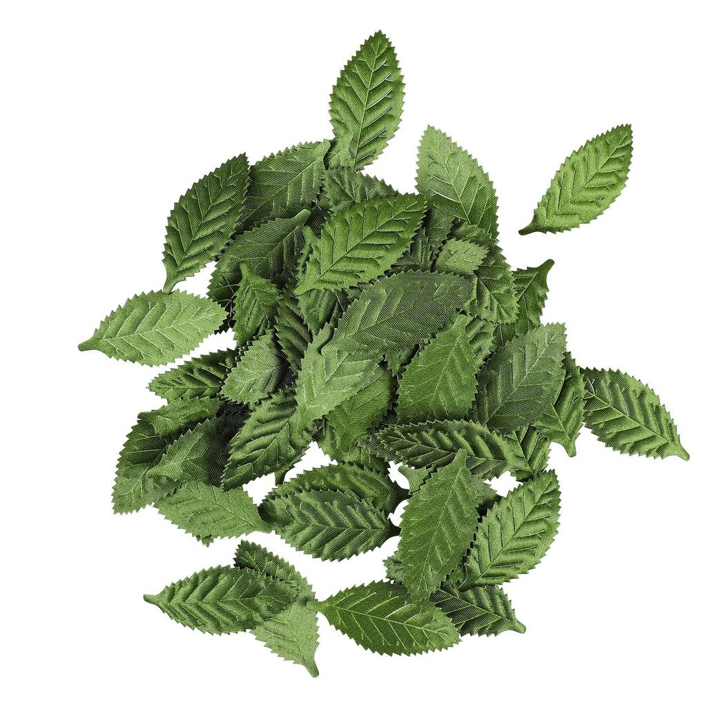 100Pcs Fake Fabric Leaves Artificial Green Lightweight Soft for DIY Garland Wedding Party Scrapbook Craft Decoration