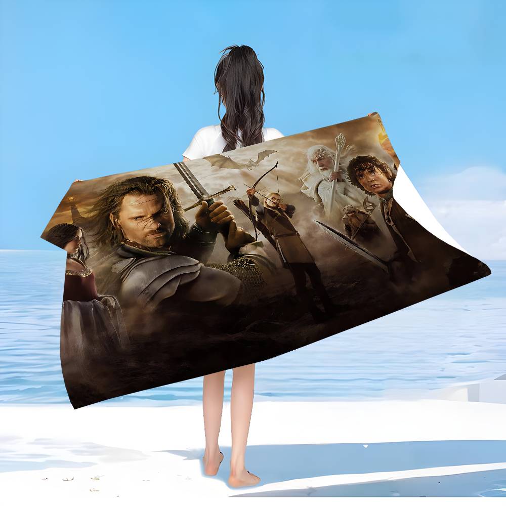 The L-Lord of the R-Rings Beach Towel Colorful Bath Towels for Girl Microfiber Quick Custom Sand Free Beach Yoga Spa Gym Pool