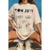 American Rock Band T-shirt Bon Jovi Print Women Men Crewneck Streetwear Oversized Y2k Short Sleeves Loose Comfortable Female Male Clothing
