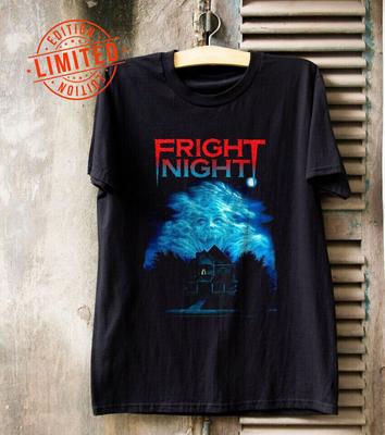 Fright Night 1985 Horror Movie Poster Cotton Black T Shirt Unisex T-Shirt