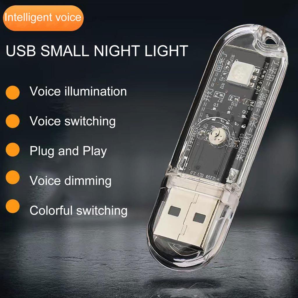 Smart Voice Control Night Light Colorful USB Night Lights Motion Sensor No Internet Connection Car Intrerior Decorative
