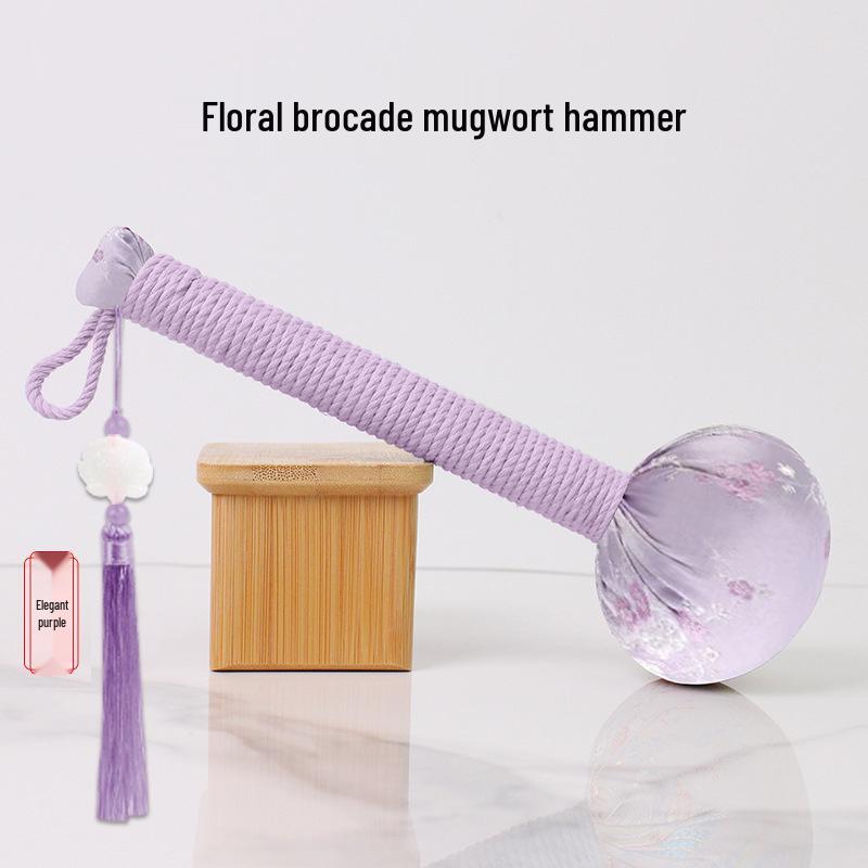 Year of the Horse Mugwort Meridian Massage Hammer - Solid Color Brocade Multifunctional Health Gift
