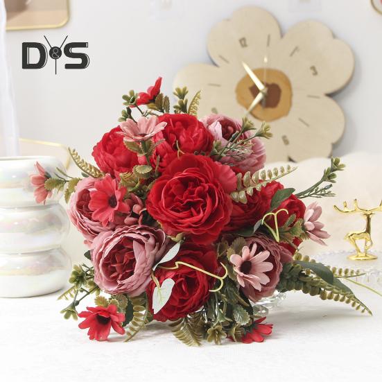 Bouquets de fleurs artificielles, fausses marguerites et pivoines, bouquets de fausses fleurs, centres de table pour la maison, composition florale, décoration de mariage ou d'hôtel