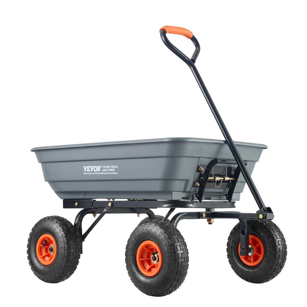 Poly Garden Dump Cart Heavy-duty Yard Carts and Wagons 4 cu.ft 600 lbs