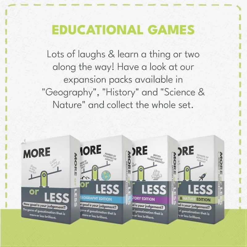 Gra karciana Edycja Mniej lub Bardziej Oryginalna: Jak dobry jest Twój osąd? 2 graczy lub więcej | Dorośli, nastolatkowie i dzieci |