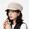 Retro and old leopard print duck tongue equestrian hat women's niche fashionable beret showing small face big head circumference newsboy hat