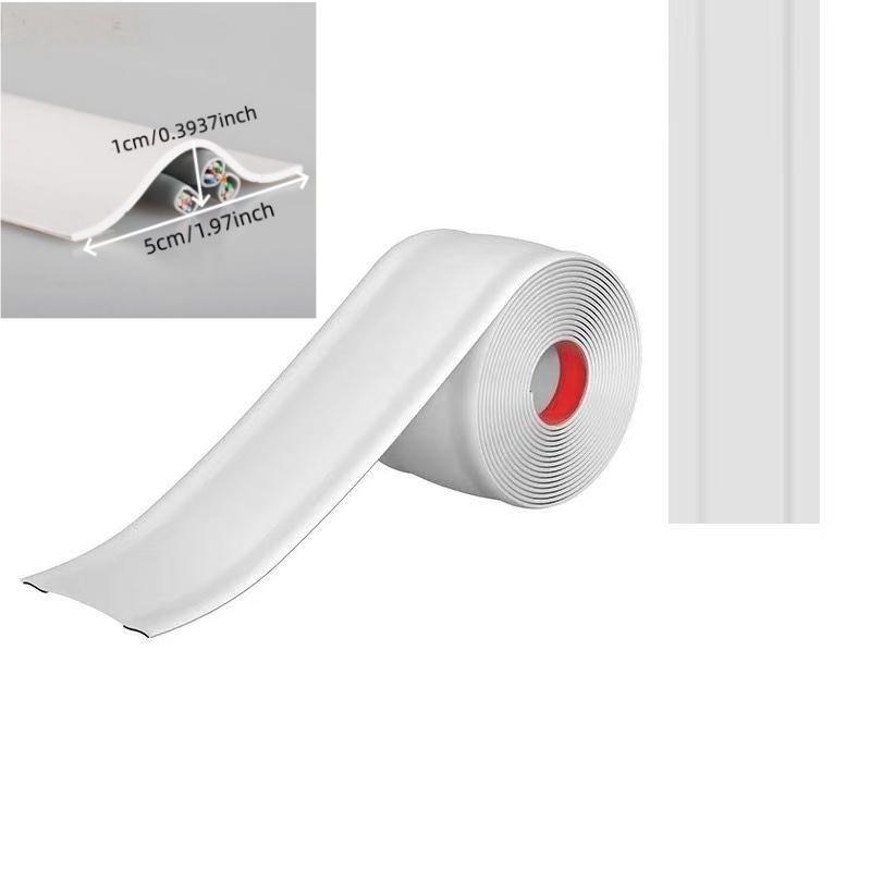 1 Roll 118.11inch Self-Adhesive Long Cable Protector, TV Cable Management Cord Hider Cord, Floor Cable Cover for Office Cable Ma