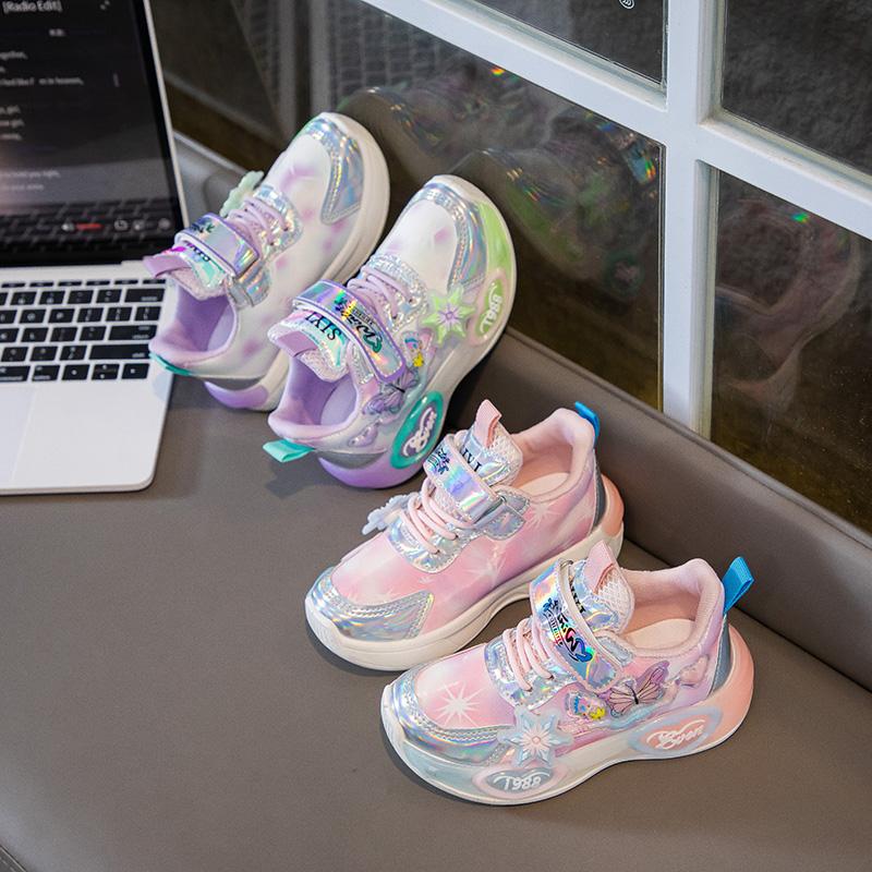 Girls Sneakers Princess Style Non-slip Kids Running Shoes Thick Soft Sole 2025 Brand New Children Sport Shoes Colorful Butterfly