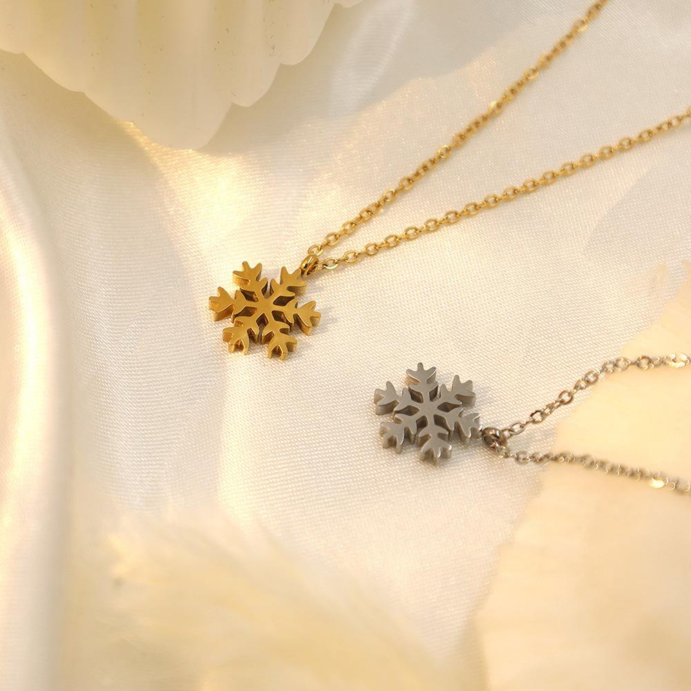 Accessories Fashion 18K Gold Small Snowflake Titanium Steel Necklace Does Not Fade Xiaoxiangfeng Clavicle Chain Advanced Sense