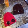 Warm Woolen Yarn Skiing Hat with Fake Windproof Glasses Stylish Knitted Cap New Year Christmas Gift