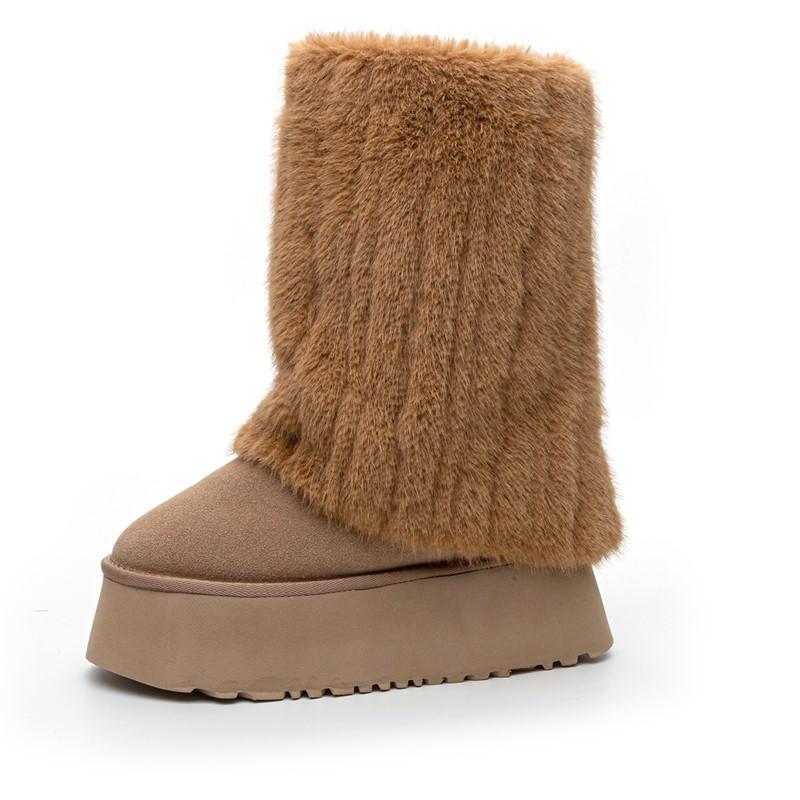 

Зимние ботинки женские из замши, натуральной кожи, зимние нескользящие женские ботильоны на платформе, теплые нескользящие женские ботинки 39 коричневый