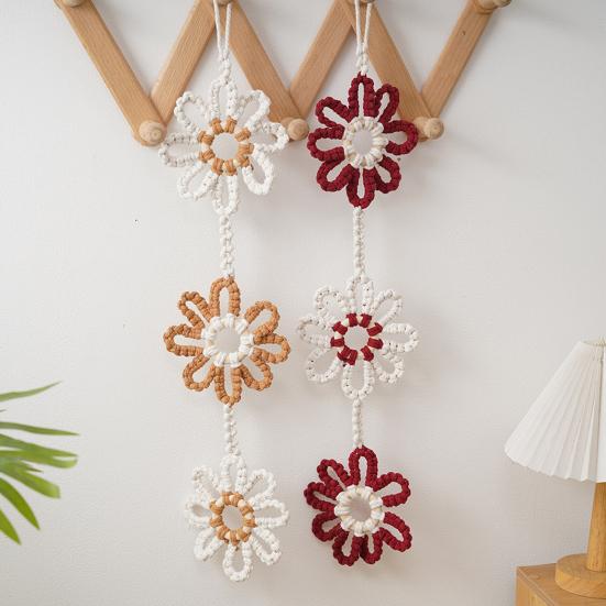 Nordic Handmade Sunflower Tassel Wall Hanging Bohemian Cotton Rope Decoration for