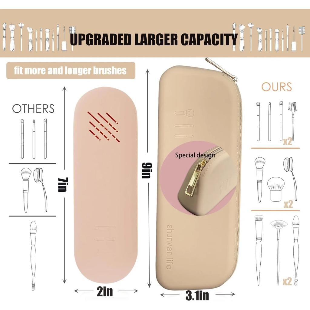 Silicone Makeup Brush Holder, Large Capacity Makeup Brush Bag, Portable Travel Cosmetic Brush Bag for Travel and Daily