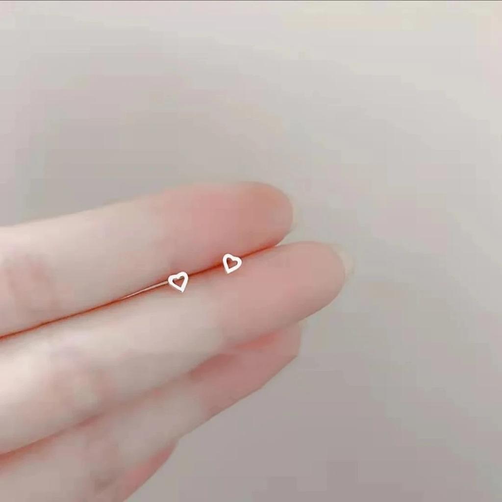 Korean Mini Small Heart Stars Stud Earrings For Women Student Teen Simple Tiny Minimalist Silver Color Ear Piercing Jewelry