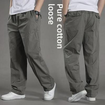 Ανδρικό παντελόνι Cargo Cotton Loose Fit - Άνοιξη/Φθινόπωρο, Φαρδύ πόδι, Παντελόνι με πολλές τσέπες