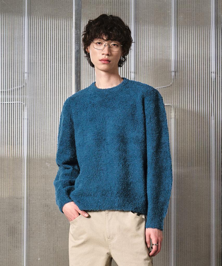 LMOOD Sleepy Cotton Brushed Pullover Knit Teal Blue