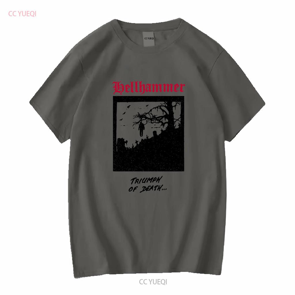 Hellhammer T-Shirt lange oder kurze Ärmel vintage gewaschen Mode Streetwear homme Bequem Unisex Designerkleidung Weich