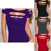 Premium Qualität Sommer Damen T-Shirt Kurzarm Broken Style Stretch Bluse für Nachtclub