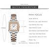 MINIFOCUS Women's Light Luxury Watch with Square Case Mother-of-Pearl Dial Stainless Steel Strap Luminous Hands Relogios